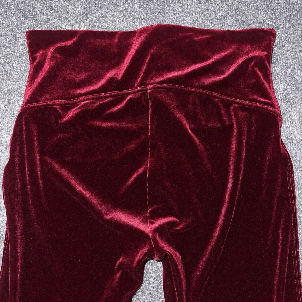 SPANX Ready-To-Wow Velvet Leggings Women L Rich Burgundy High Rise 2070 - Picture 3 of 8